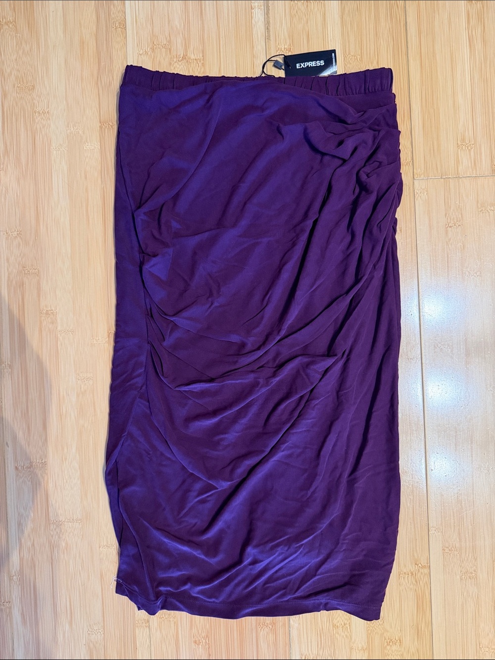 Express Purple Eggplant Ruched Stretch Skirt